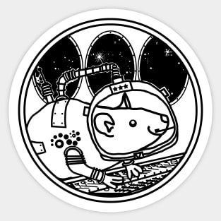 Space Rat in Spaceship SciFi Line Drawing Sticker